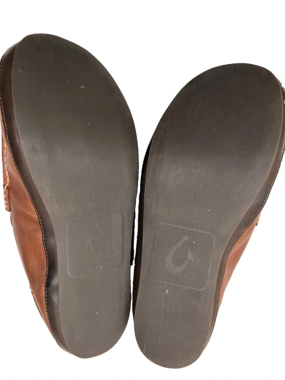 OluKai Moloa Slipper Men’s US 12 Leather Sheepskin Fur Lined Shoes Brown 10252
